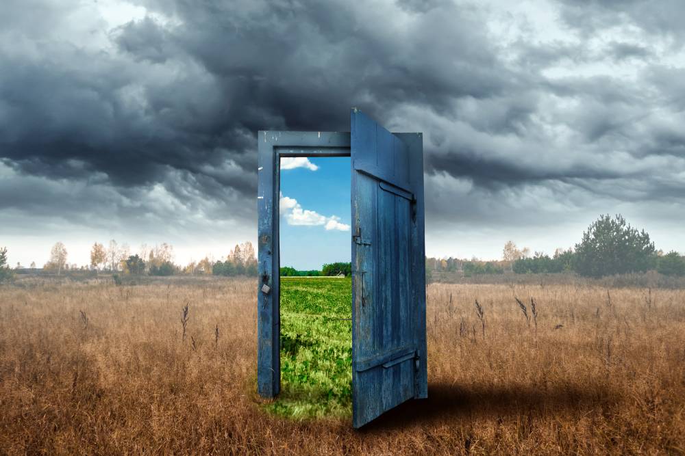 champ triste avec une porte qui ouvre vers un champ tout vert pourquoi consulter quand on a sexuels ou des problèmes de couple?